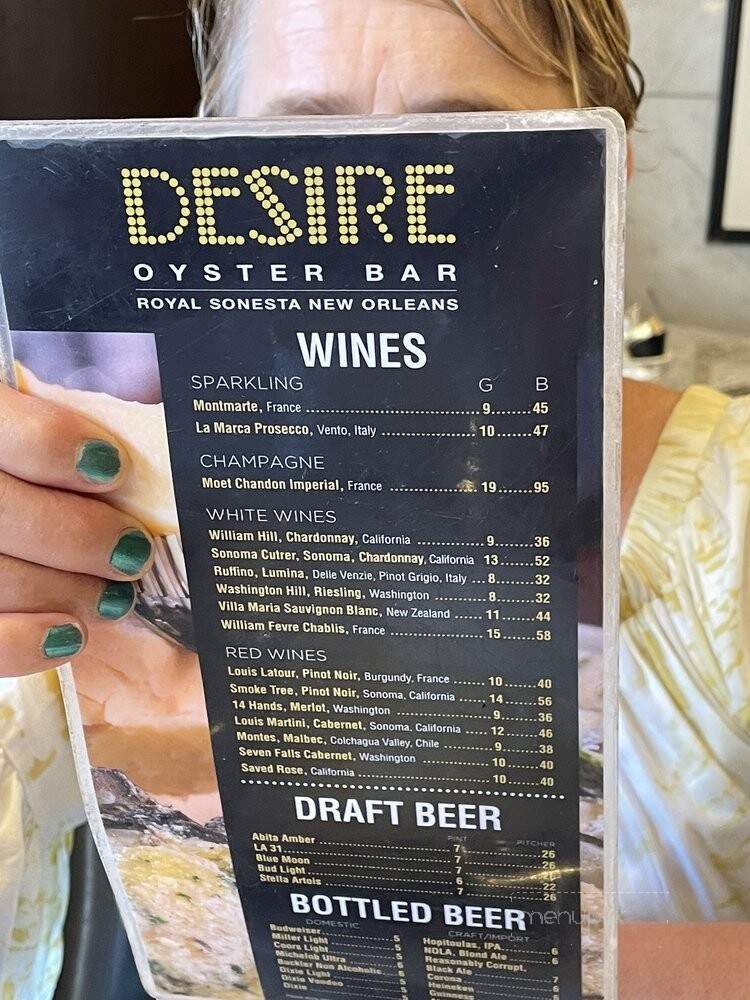 Desire Oyster Bar - New Orleans, LA menu_pic