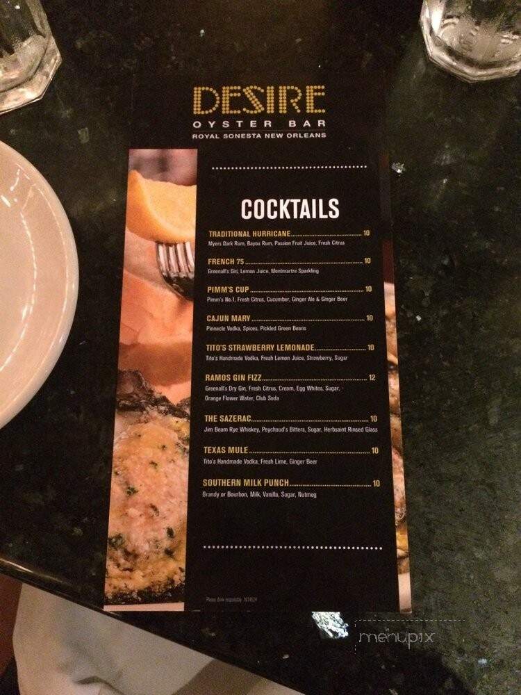 Desire Oyster Bar - New Orleans, LA menu_pic