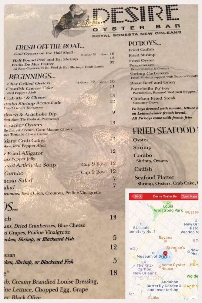 Desire Oyster Bar - New Orleans, LA menu_pic