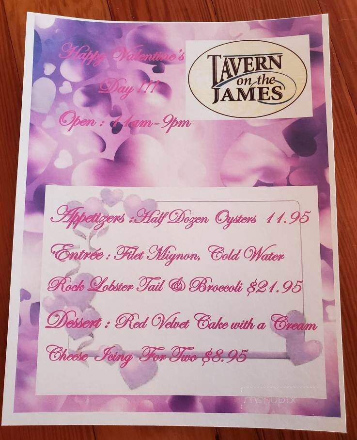 Tavern On The James - Scottsville, VA menu_pic