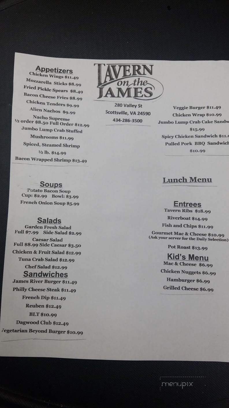 Tavern On The James - Scottsville, VA menu_pic