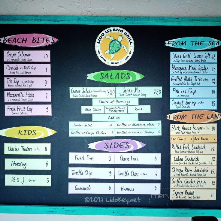 Lido Beach Snack Bar - Sarasota, FL menu_pic