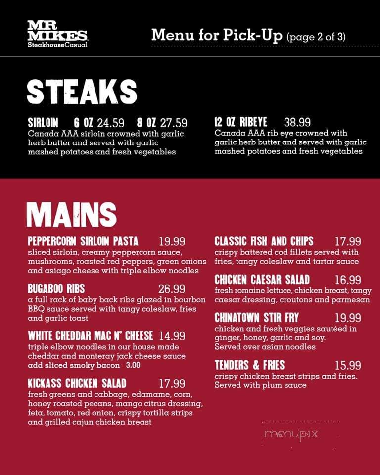 Mr. Mikes Steakhouse and Bar - Duncan, BC menu_pic