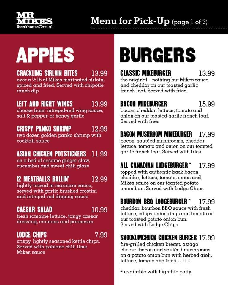Mr. Mikes Steakhouse and Bar - Duncan, BC menu_pic