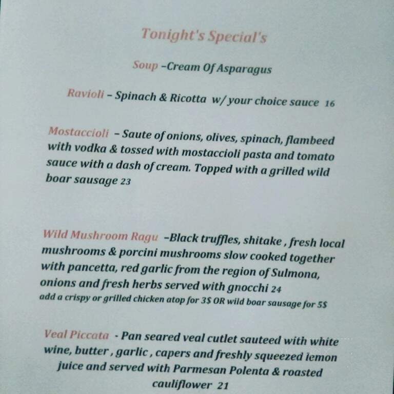 Dino's Ristorante Italiano - Roseburg, OR menu_pic