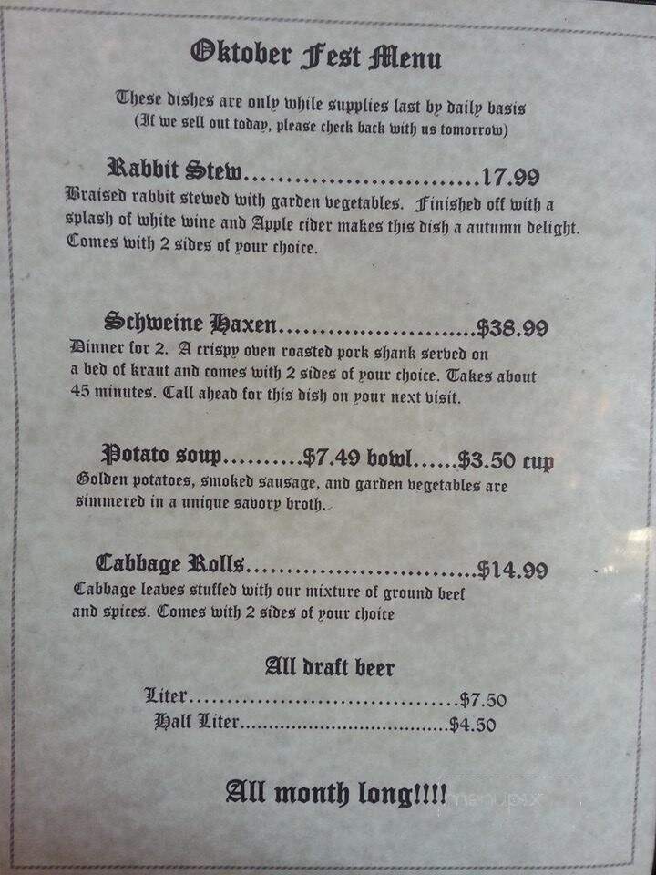 Freiberg's German Restaurant - Johnson City, TN menu_pic