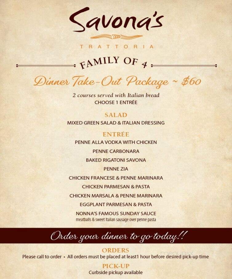 Savona's Trattoria - Poughkeepsie, NY