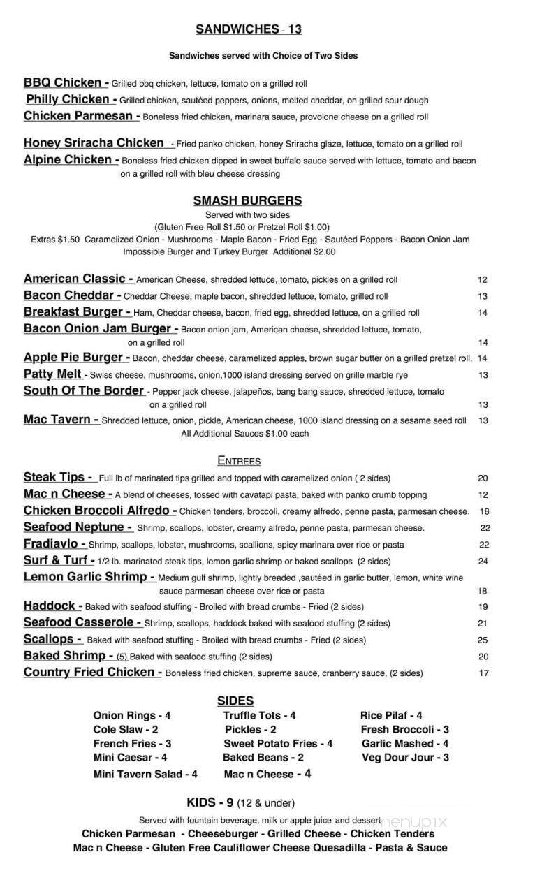 Lyonville Tavern - Halifax, MA menu_pic
