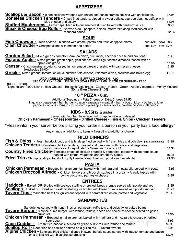 Lyonville Tavern - Halifax, MA menu_pic