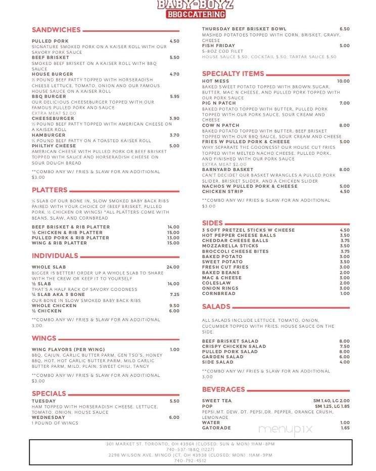 Baby-Boyz BBQ, LLC - Toronto, OH menu_pic