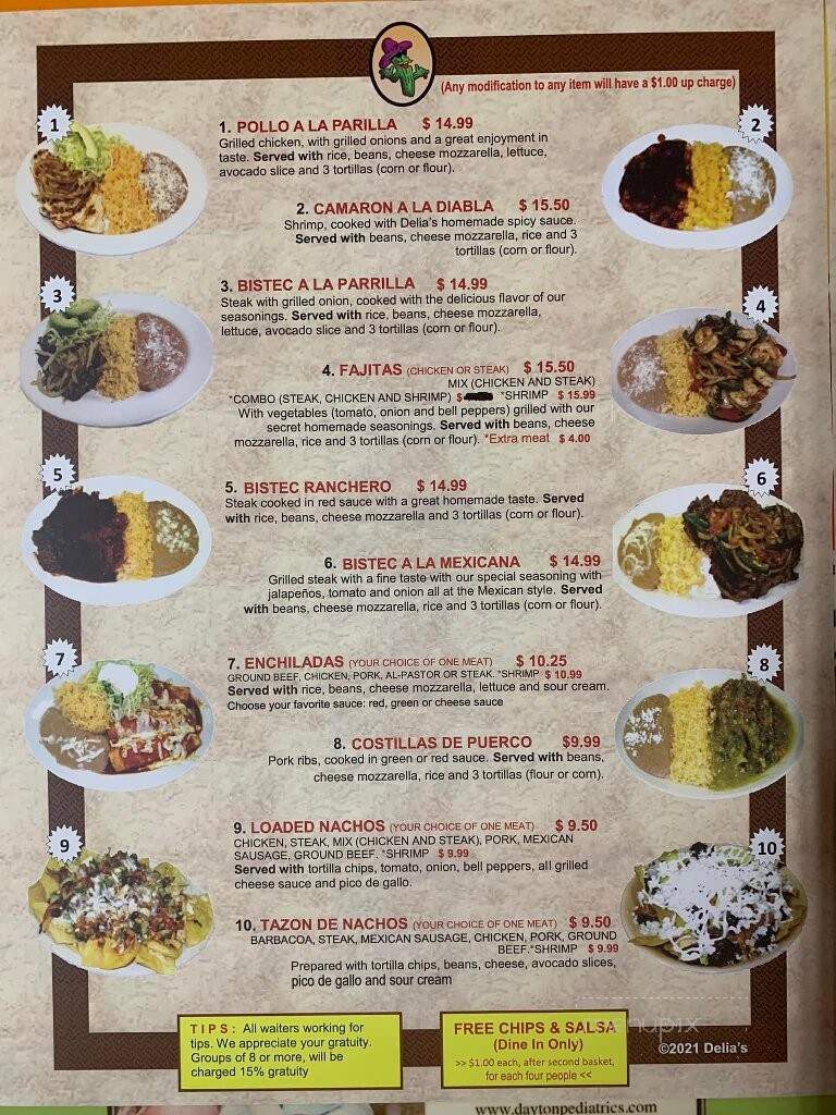 Delia's Taqueria - Dayton, TN menu_pic