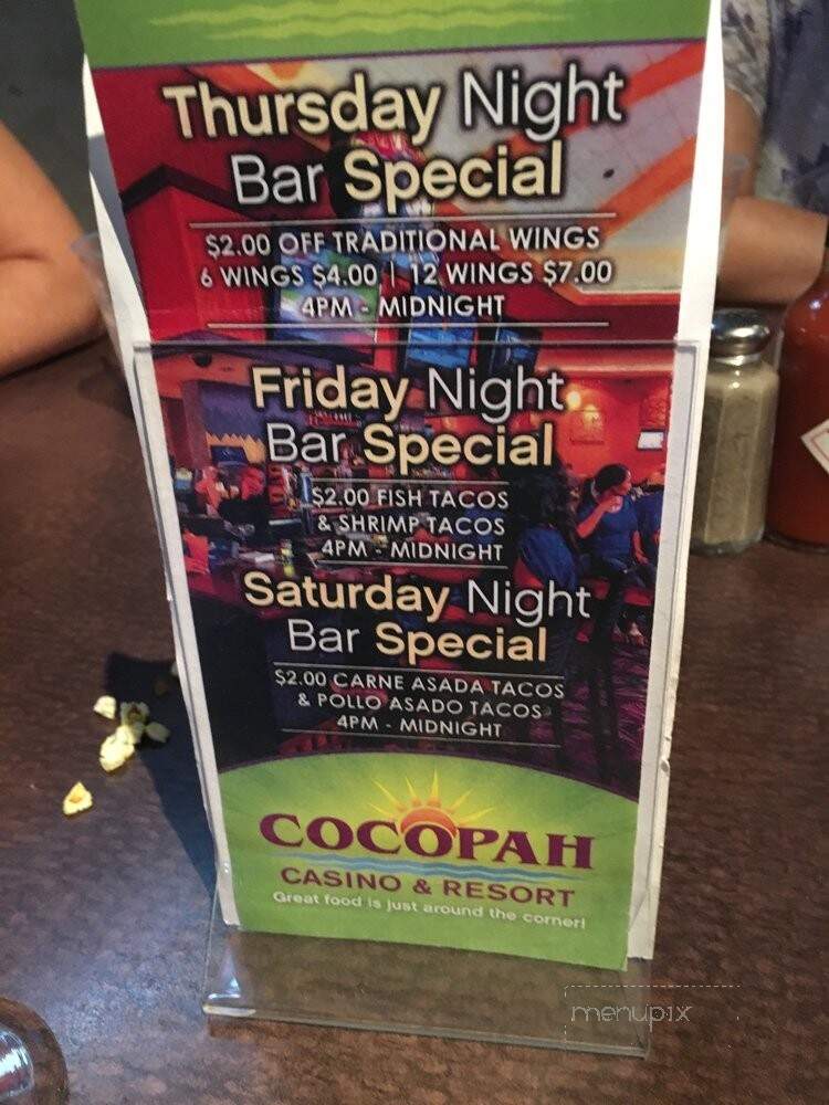 Cocopah Casino - Somerton, AZ menu_pic