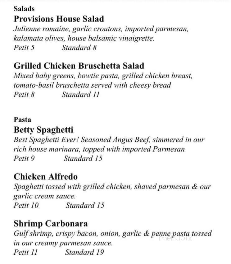Provisions - Port St Joe, FL menu_pic