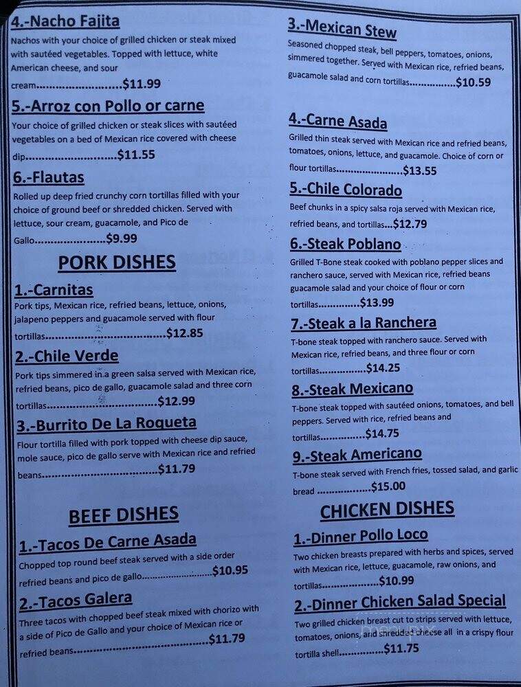 El Torito - Shamokin Dam, PA menu_pic
