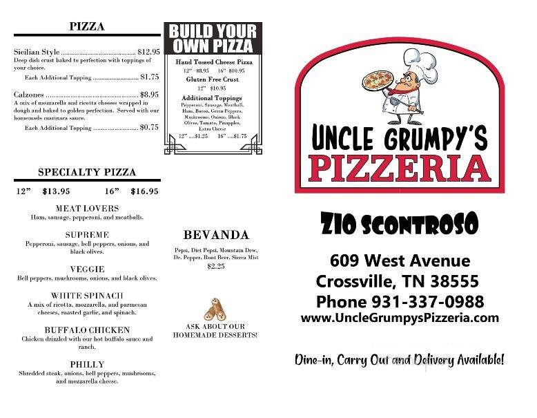 Uncle Grumpy's Pizzeria - Crossville, TN menu_pic