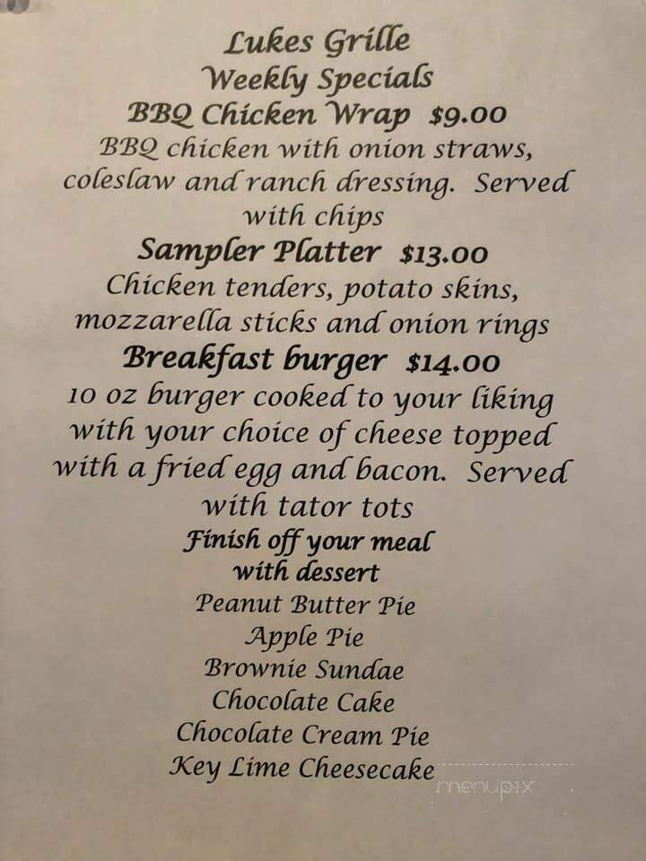 Luke's Grille - Stevensville, MD menu_pic