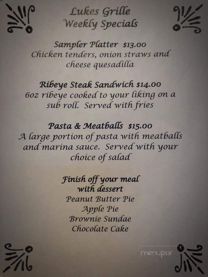 Luke's Grille - Stevensville, MD menu_pic