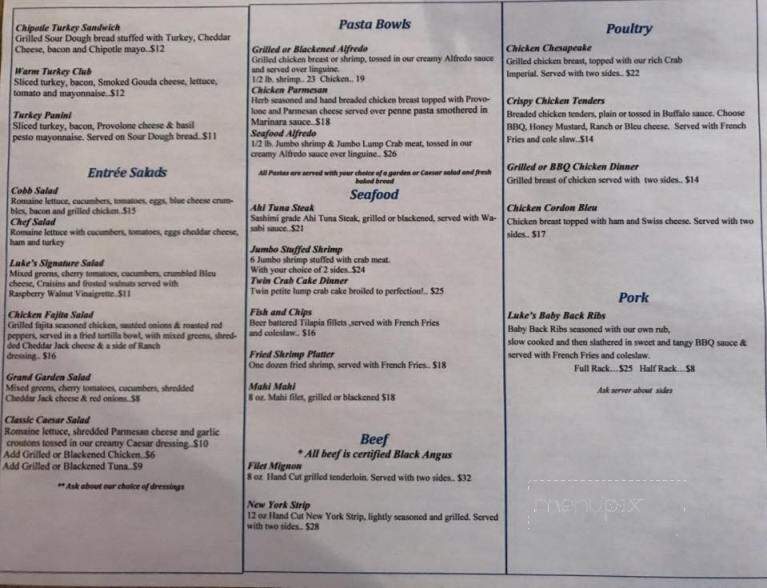 Luke's Grille - Stevensville, MD menu_pic