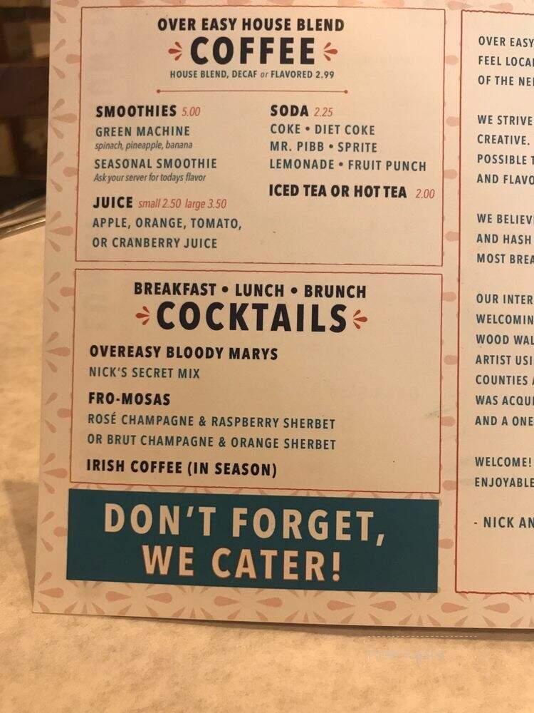 Over Easy - Omaha, NE menu_pic
