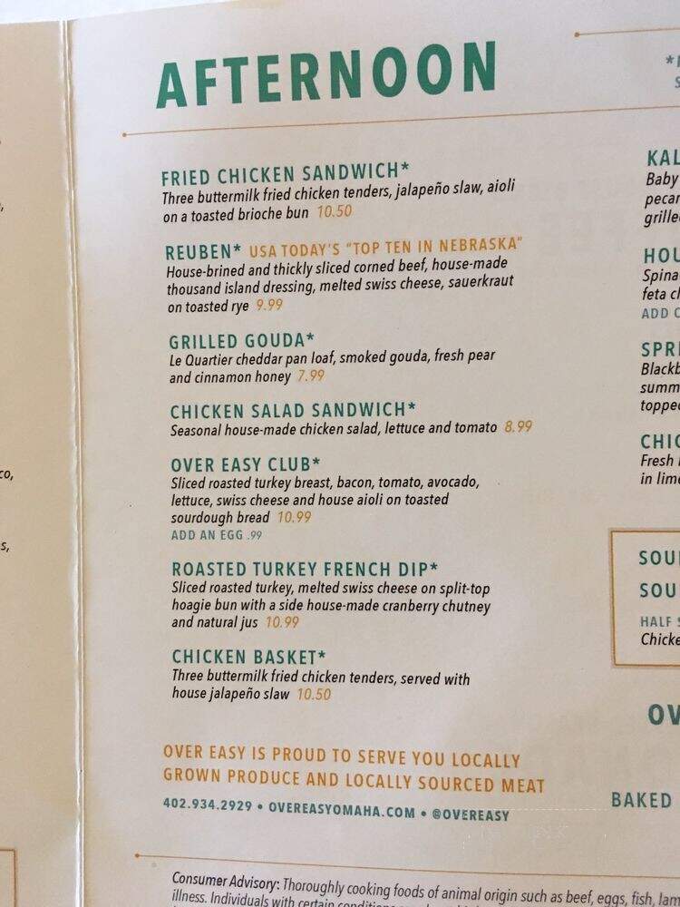 Over Easy - Omaha, NE menu_pic