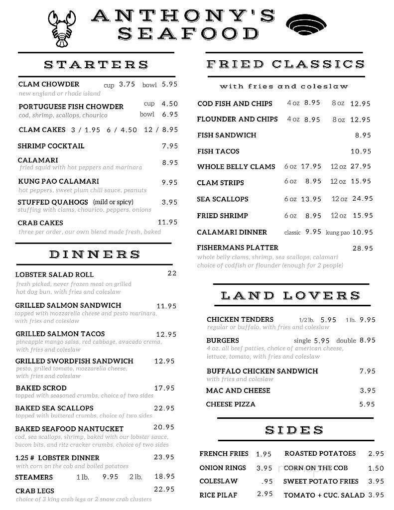 Anthony's Seafood - Middletown, RI menu_pic