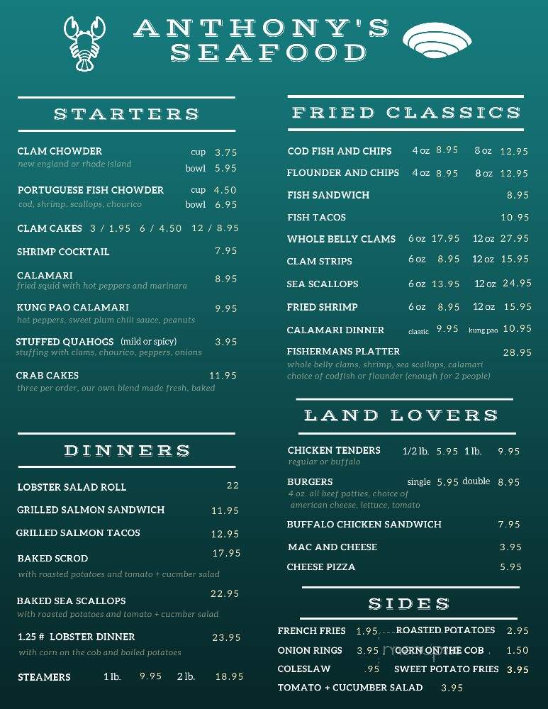 Anthony's Seafood - Middletown, RI menu_pic