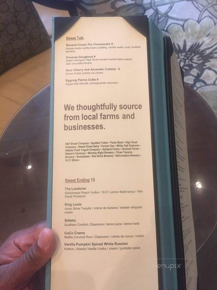 Onyx Bar at Grand Hyatt Atlanta - Atlanta, GA menu_pic