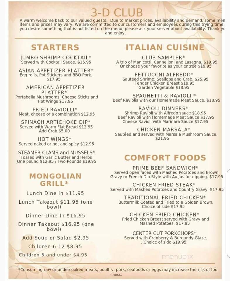 3-D Intl - Black Eagle, MT menu_pic