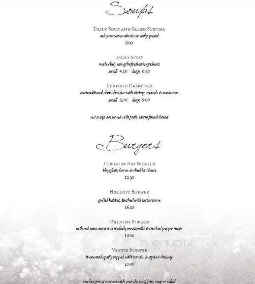 Bill Mattick's Restaurant & Lounge - Saanich, BC menu_pic