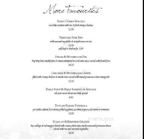 Bill Mattick's Restaurant & Lounge - Saanich, BC menu_pic