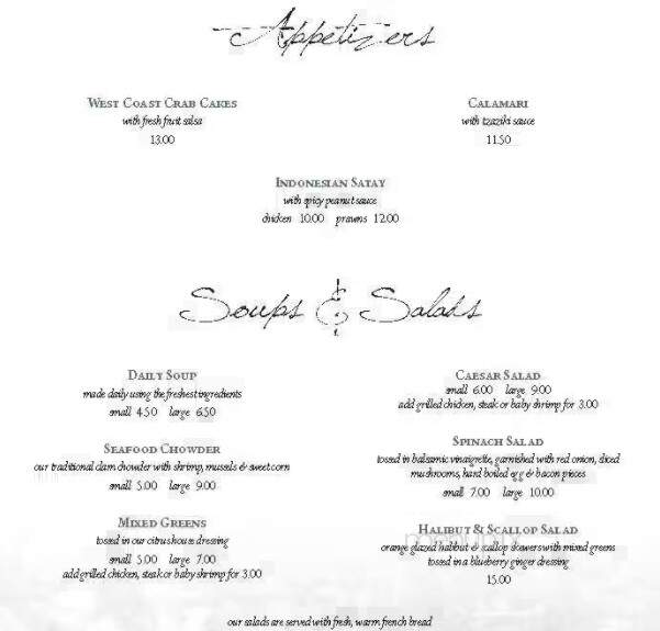 Bill Mattick's Restaurant & Lounge - Saanich, BC menu_pic