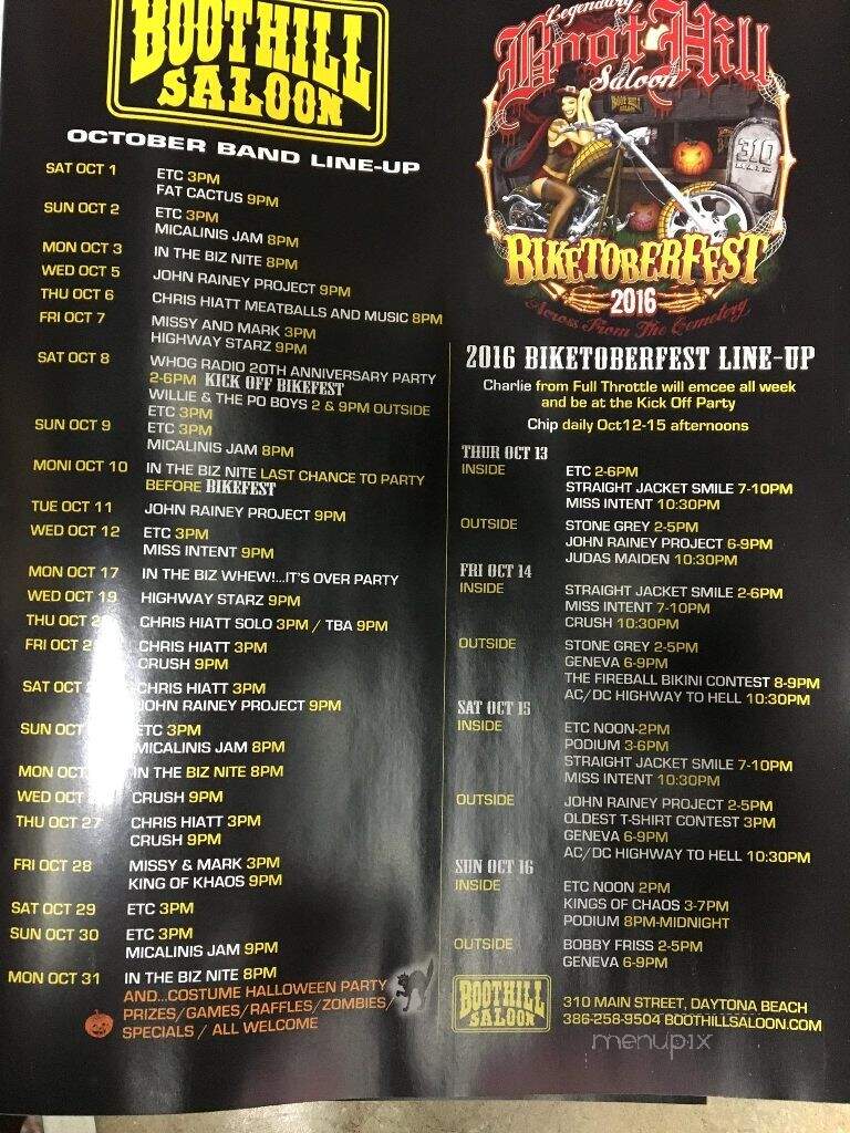 Boot Hill Saloon - Daytona Beach, FL menu_pic