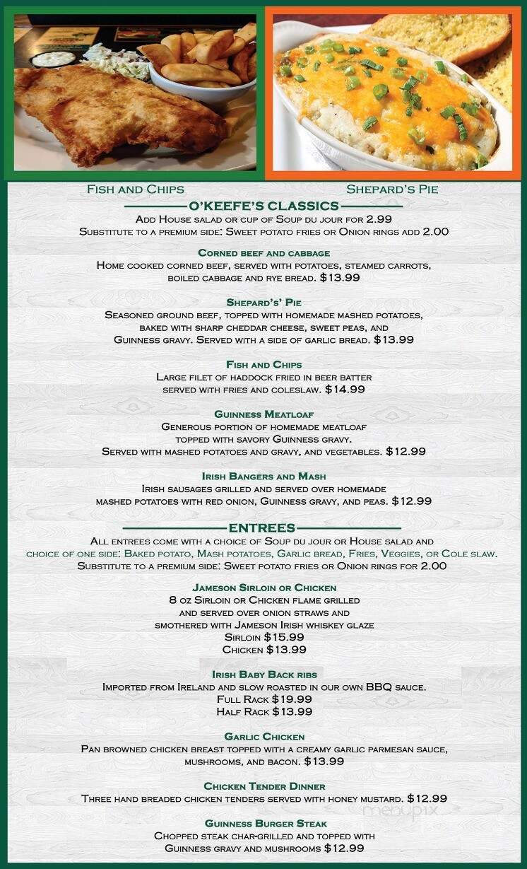 O'Keefe's Restaurant - Clearwater, FL menu_pic