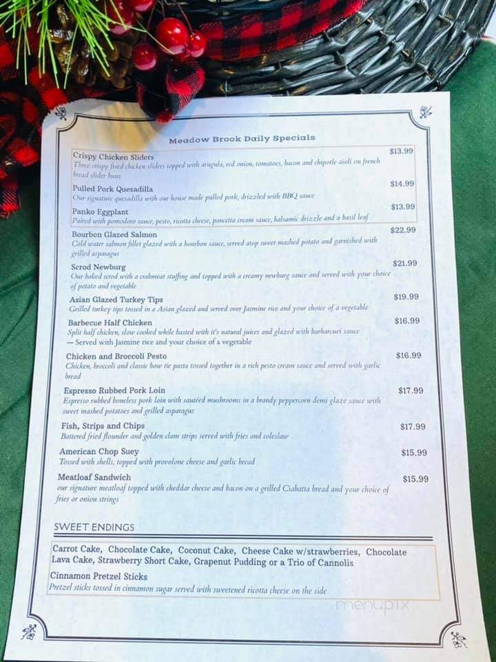 The Meadowbrook Restaurant - Hanson, MA menu_pic