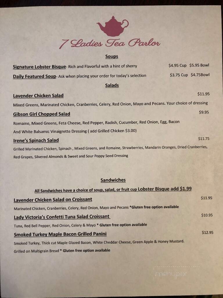 7 Ladies Tea Parlor - Chardon, OH menu_pic