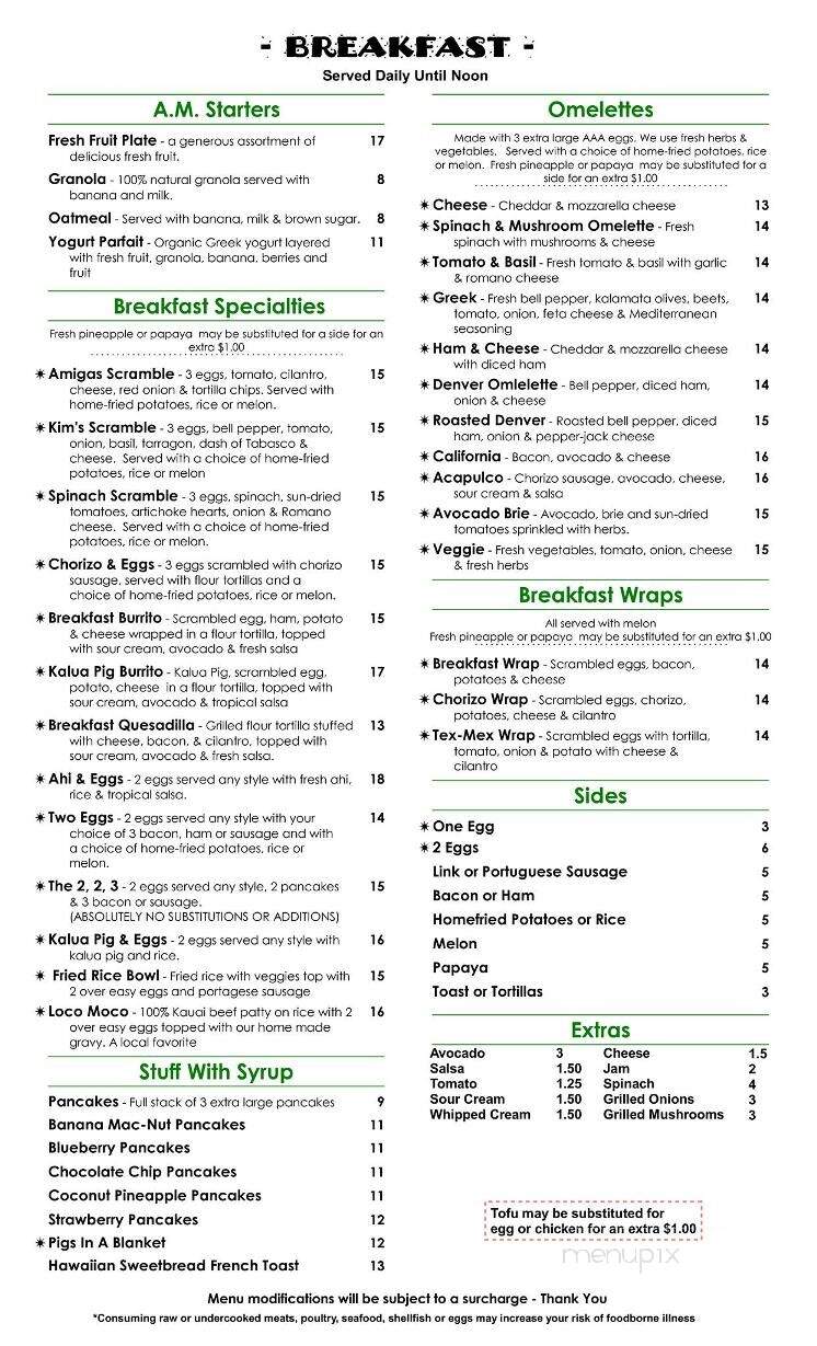 Olympic Cafe - Kapaa, HI menu_pic