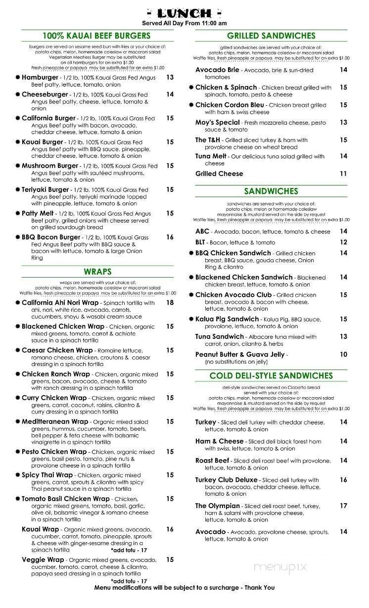Olympic Cafe - Kapaa, HI menu_pic