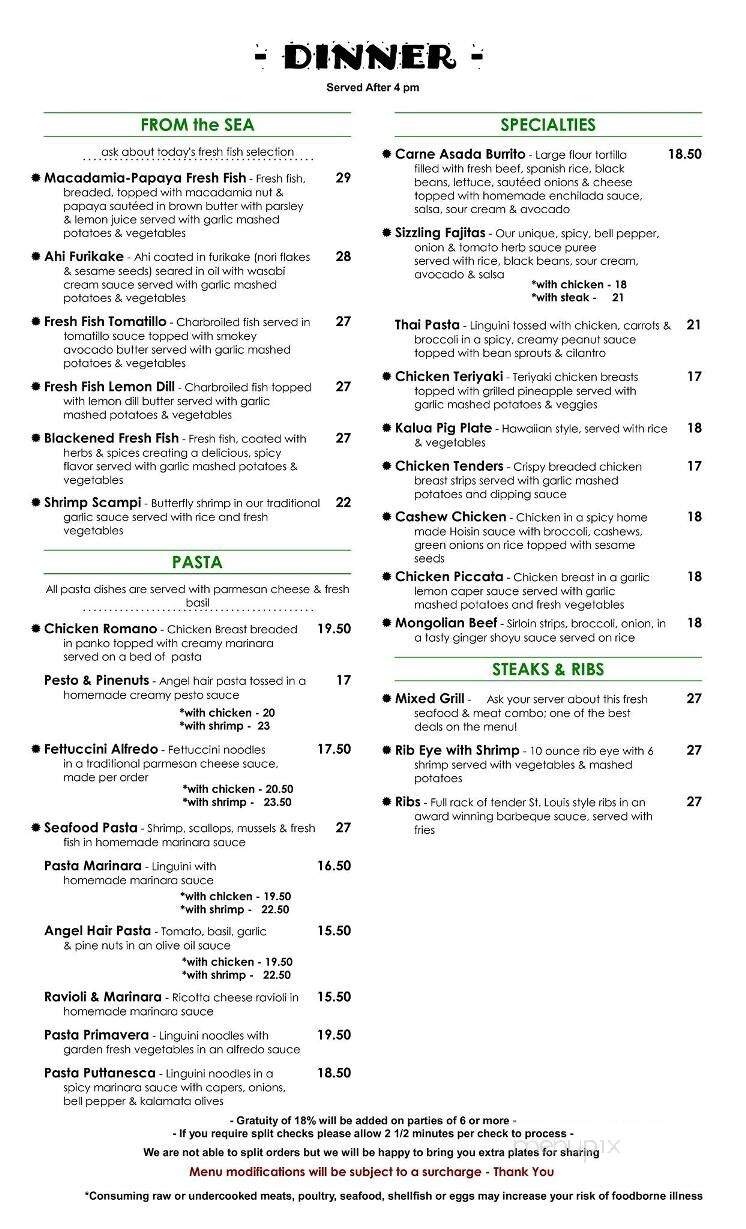 Olympic Cafe - Kapaa, HI menu_pic