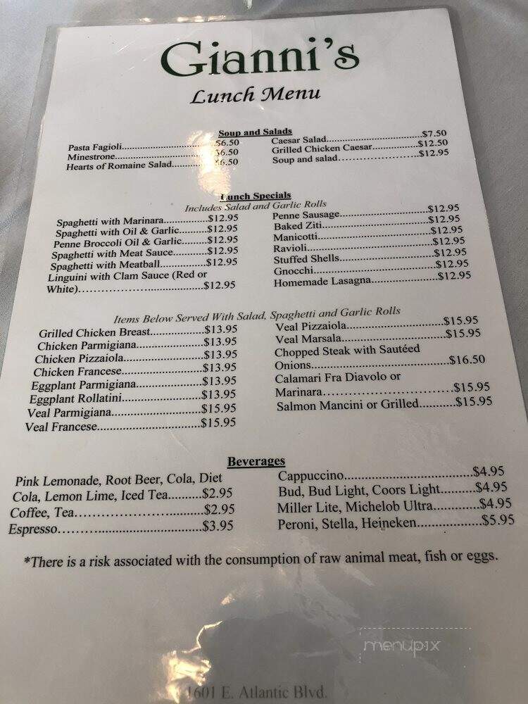 Gianni's Italian Restaurant - Pompano Beach, FL menu_pic