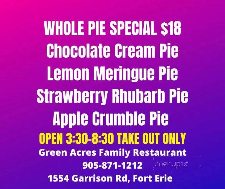 Green Acres Family Restaurant - Fort Erie, ON menu_pic