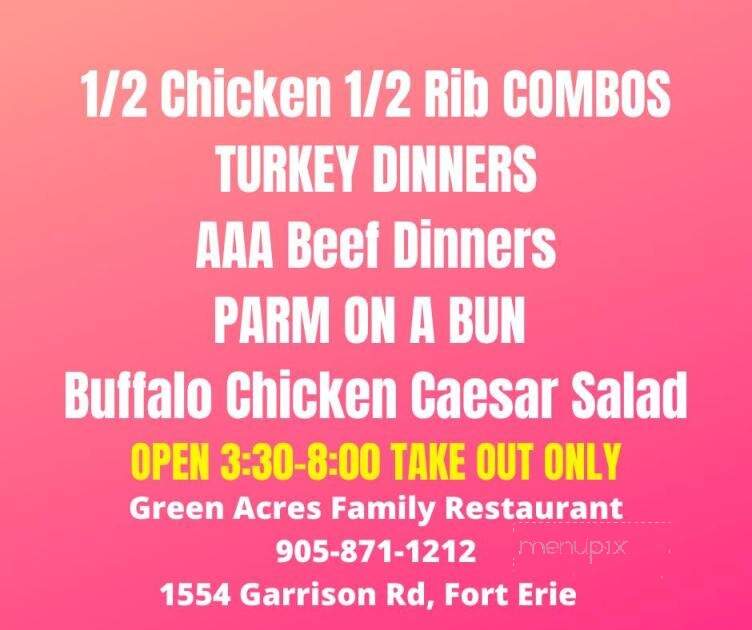 Green Acres Family Restaurant - Fort Erie, ON menu_pic