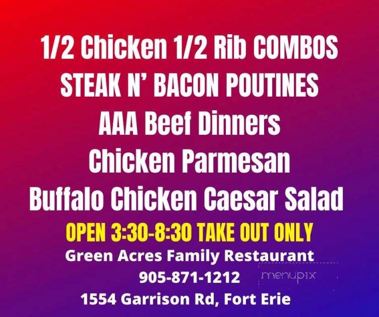Green Acres Family Restaurant - Fort Erie, ON menu_pic