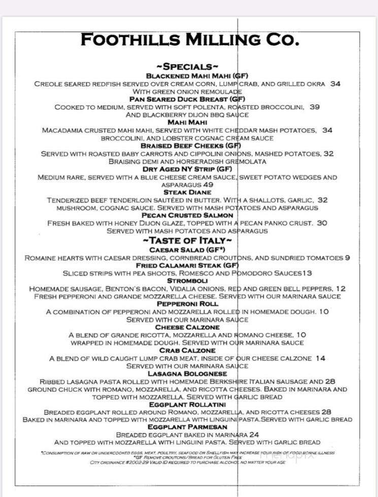 Foothills Milling Co - Maryville, TN menu_pic