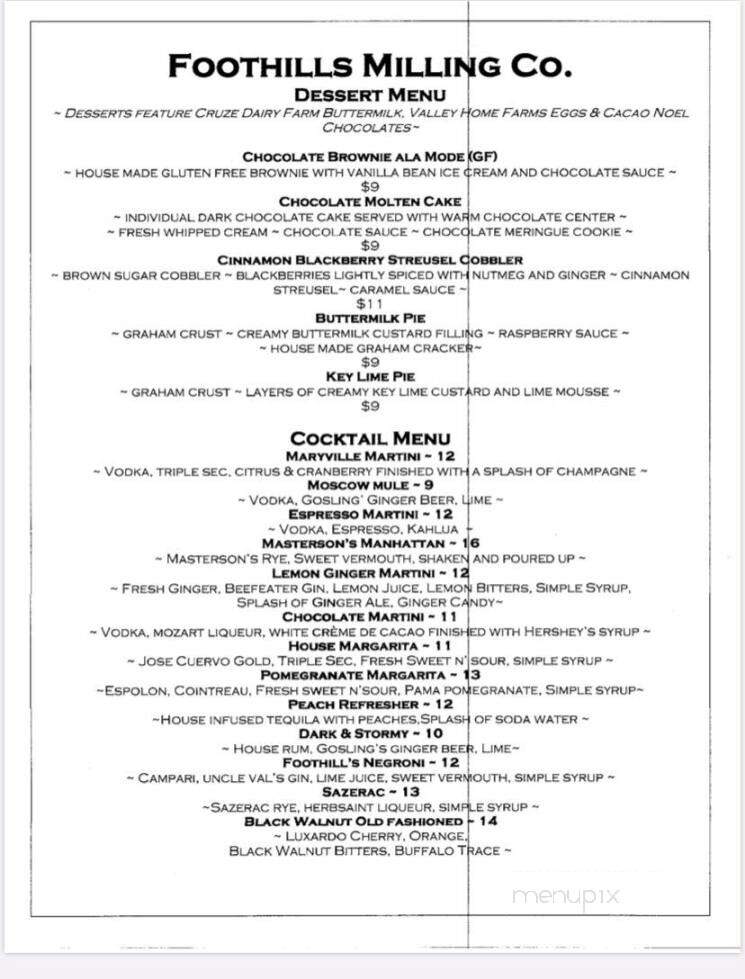Foothills Milling Co - Maryville, TN menu_pic