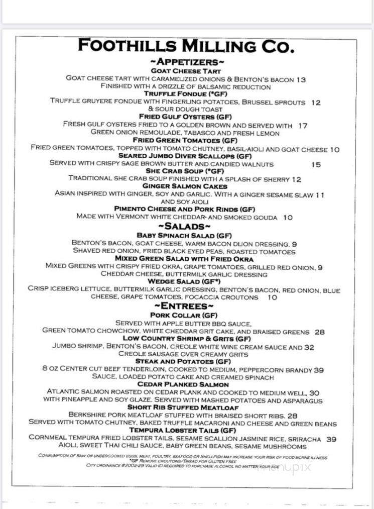 Foothills Milling Co - Maryville, TN menu_pic