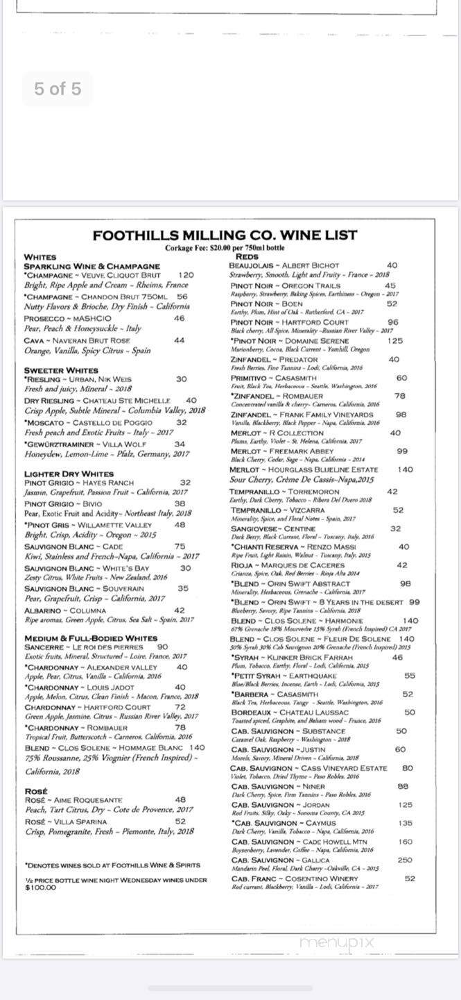 Foothills Milling Co - Maryville, TN menu_pic