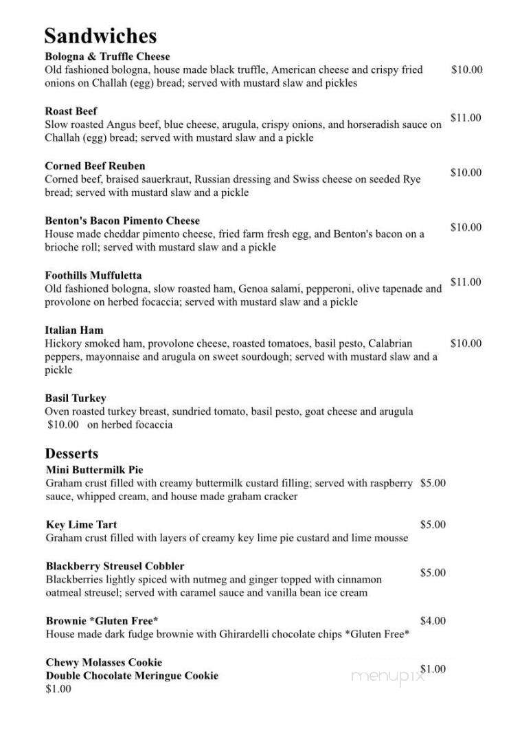 Foothills Milling Co - Maryville, TN menu_pic