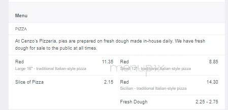 Cenzo's Pizzeria - Havertown, PA menu_pic