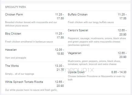 Cenzo's Pizzeria - Havertown, PA menu_pic