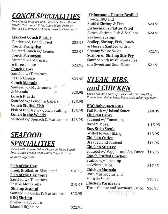 Cracked Conch Cafe - Marathon, FL menu_pic